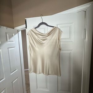 Theory Ivory Sleeveless Drape Top